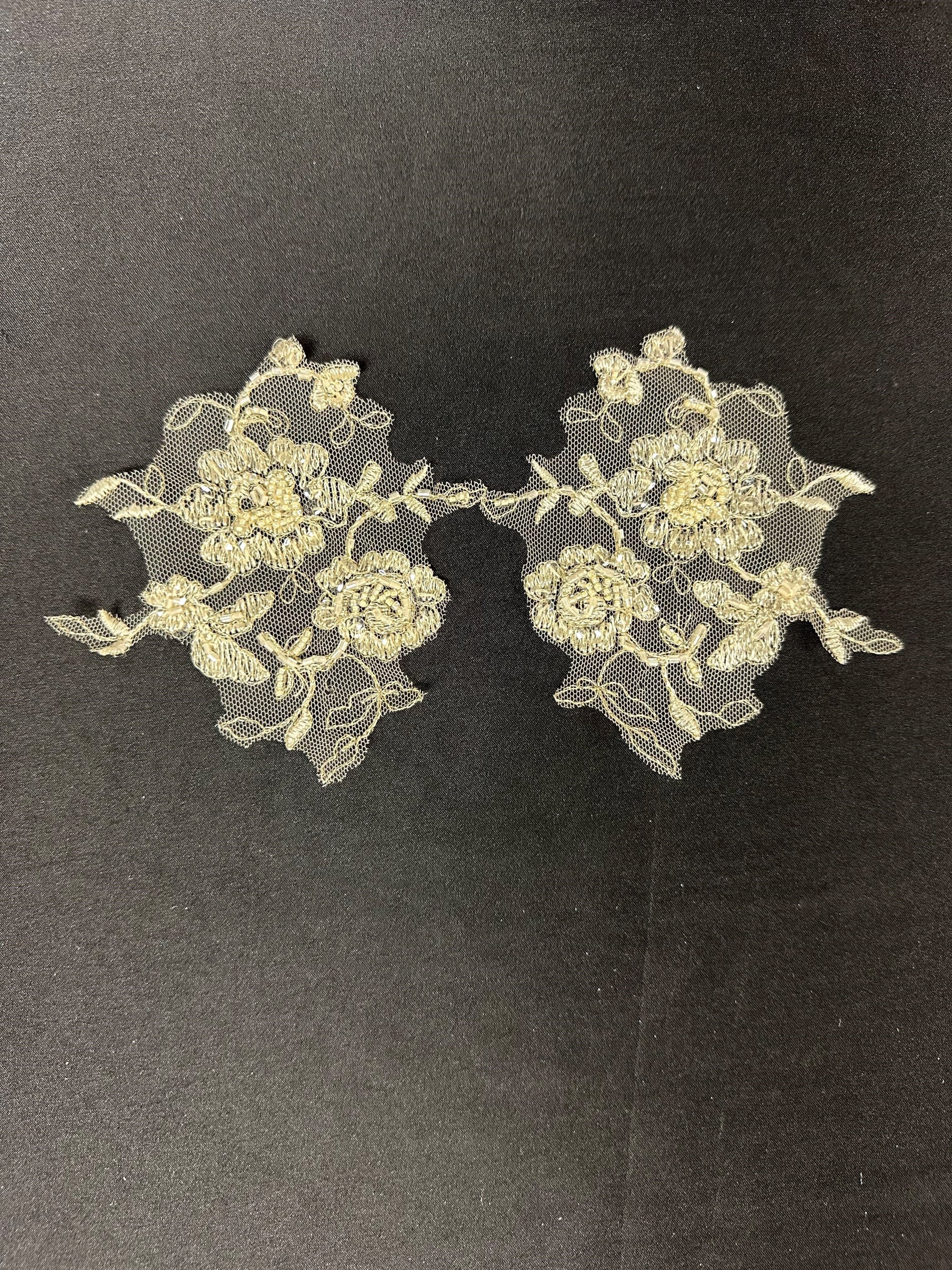 Cappucinno Bead Embellished Lace Appliques - AP 174