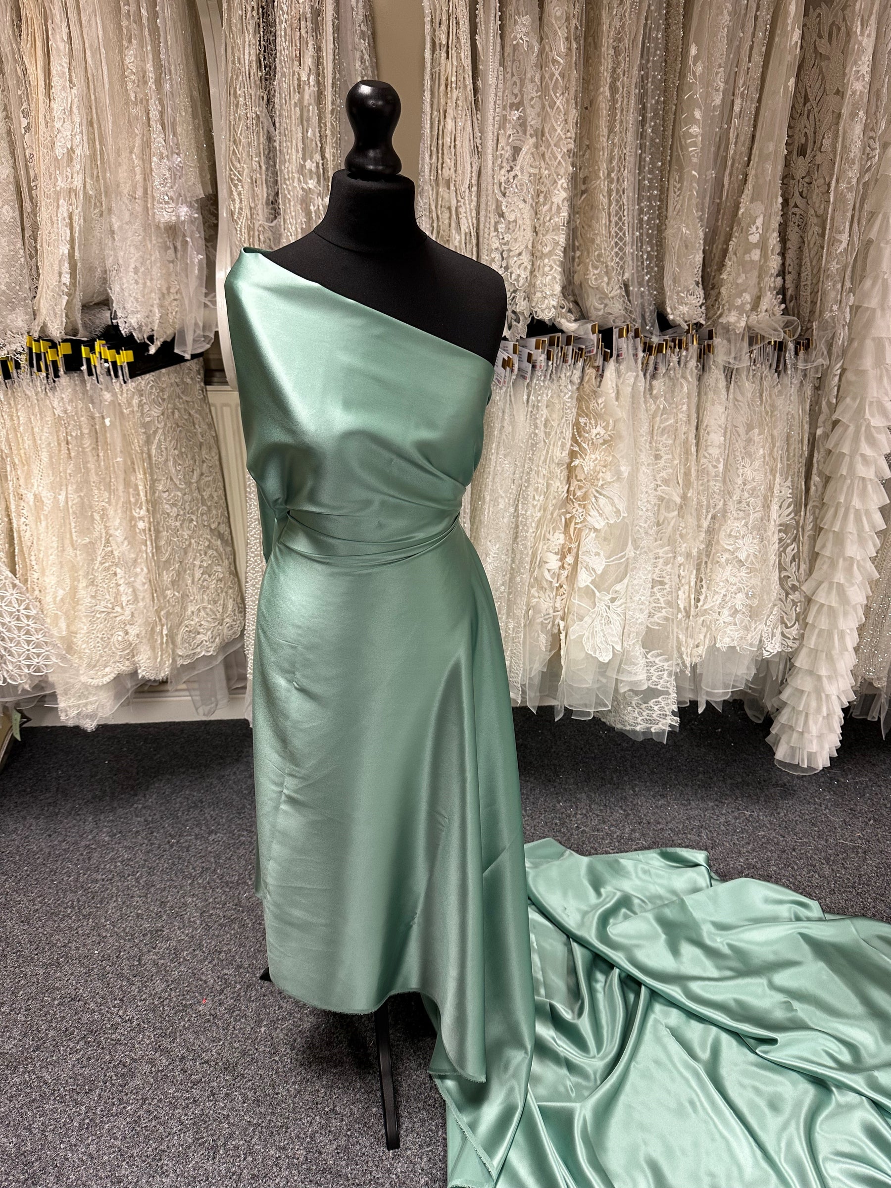 Dark Mint Silk Satin - Magnifique