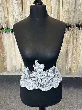 White Beaded & Corded Lace Trim - Victoria