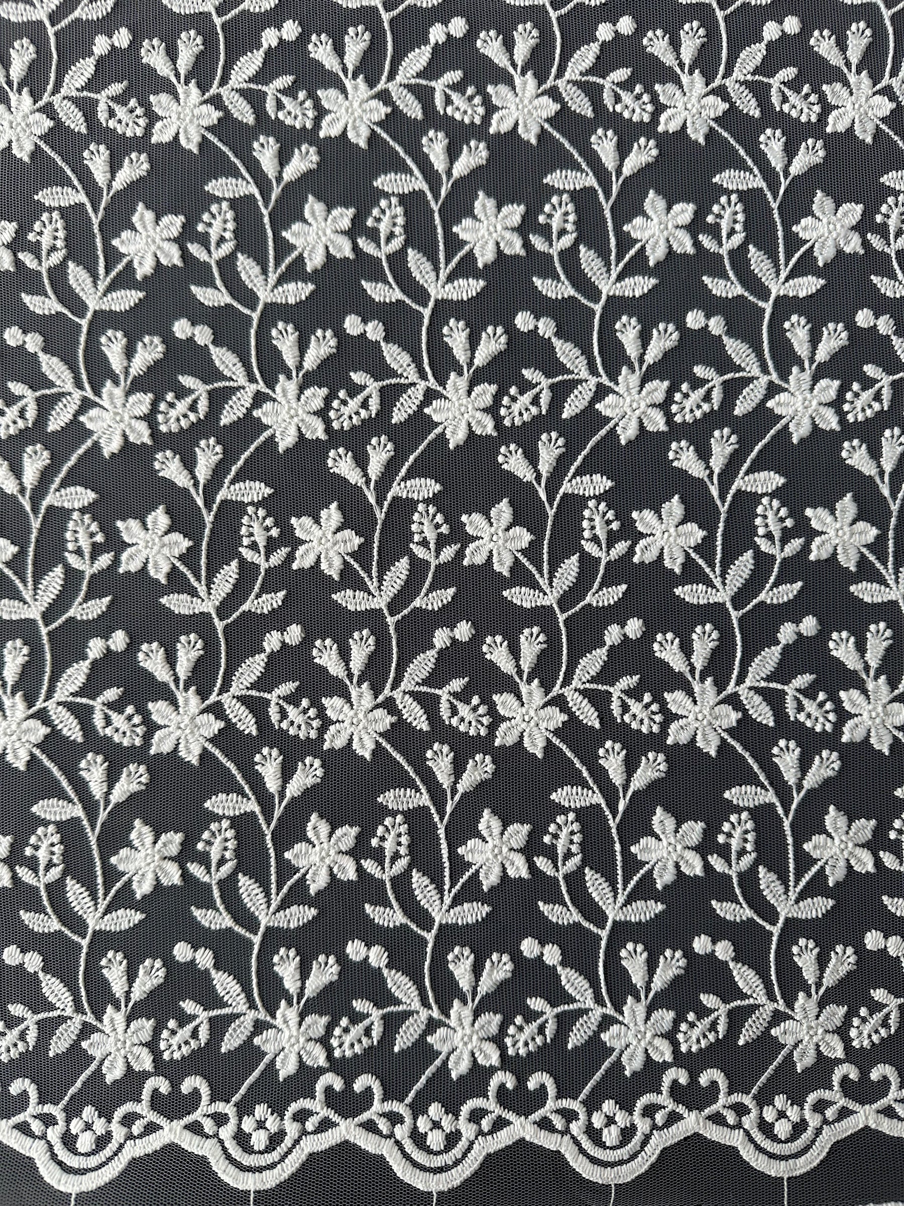 Ivory Embroidered Flower Lace - Lizzy