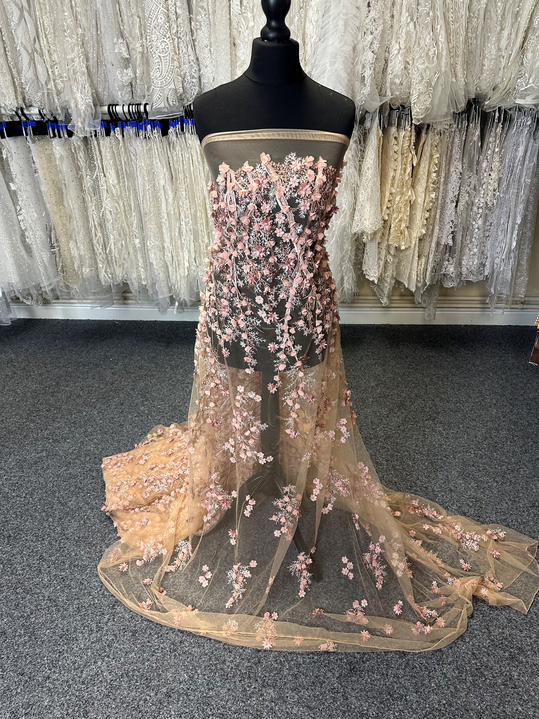 Antique Rose Beaded Lace - Drew Antique Rose Beaded Lace - Drew