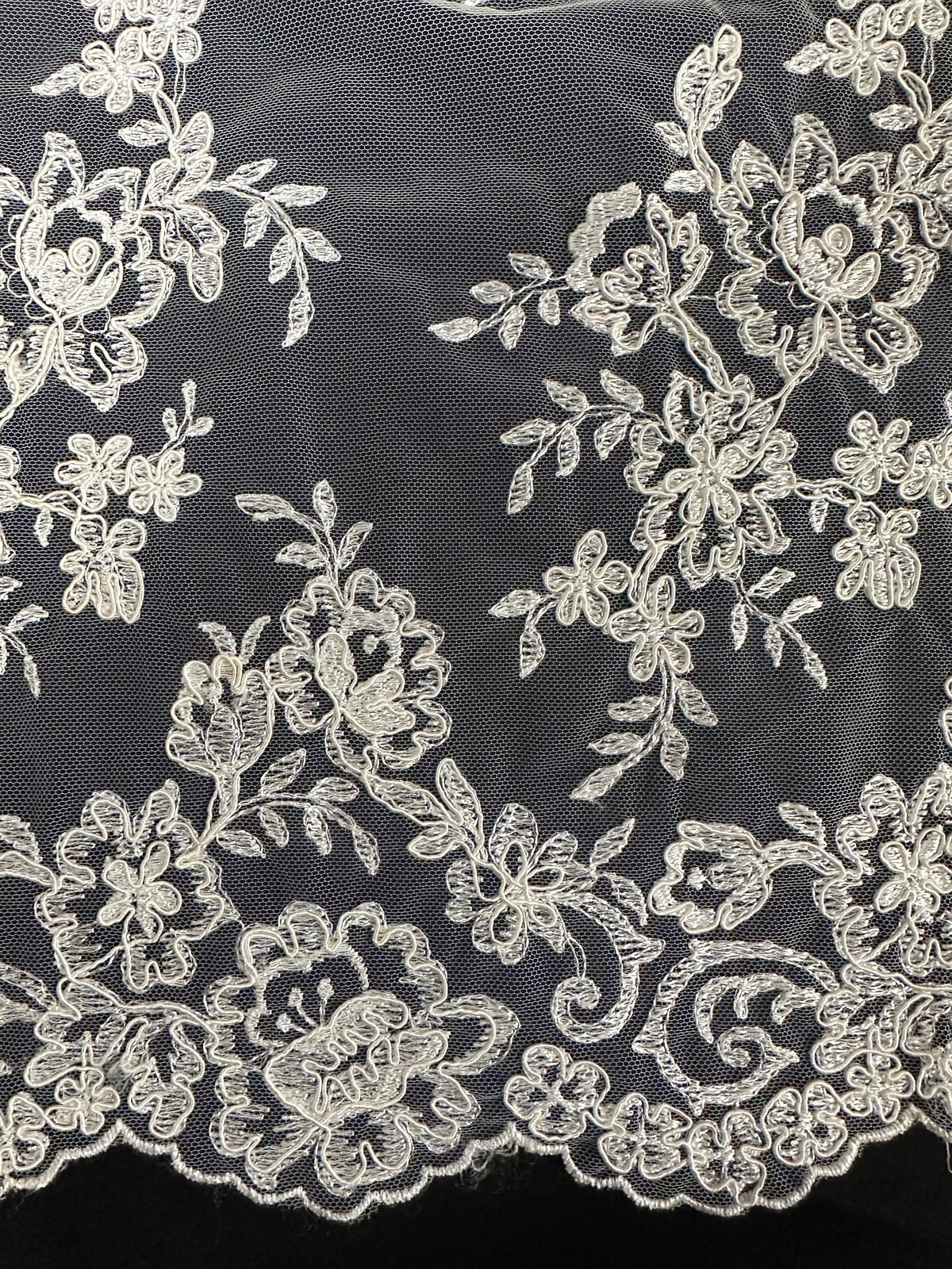 Ivory Unbeaded Corded Lace - Nightfall