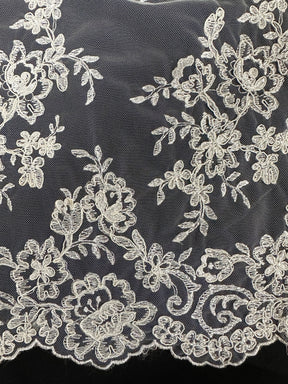 Ivory Unbeaded Corded Lace - Nightfall