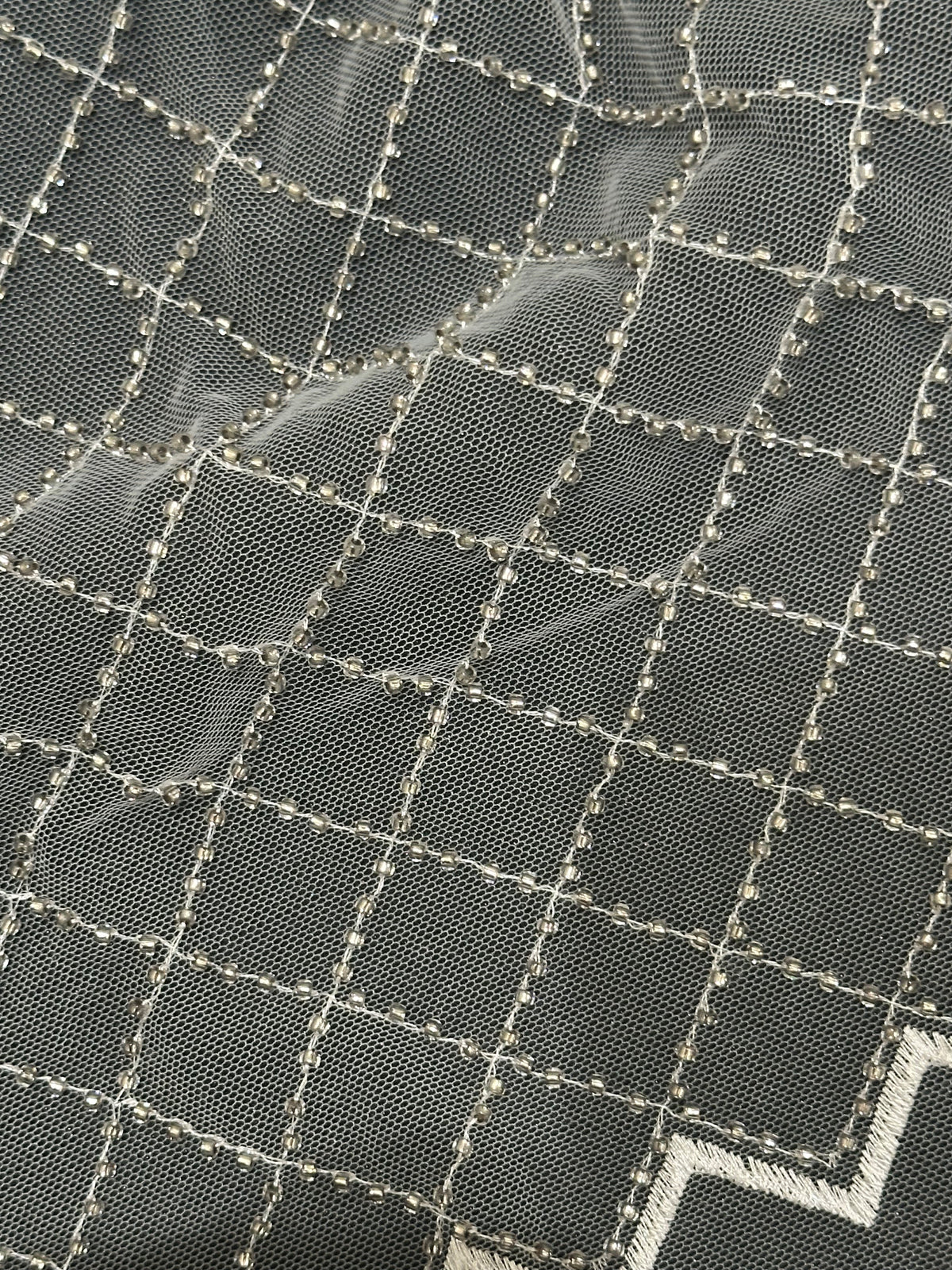 Ivory Beaded Lattice Lace - Penelope (CF)