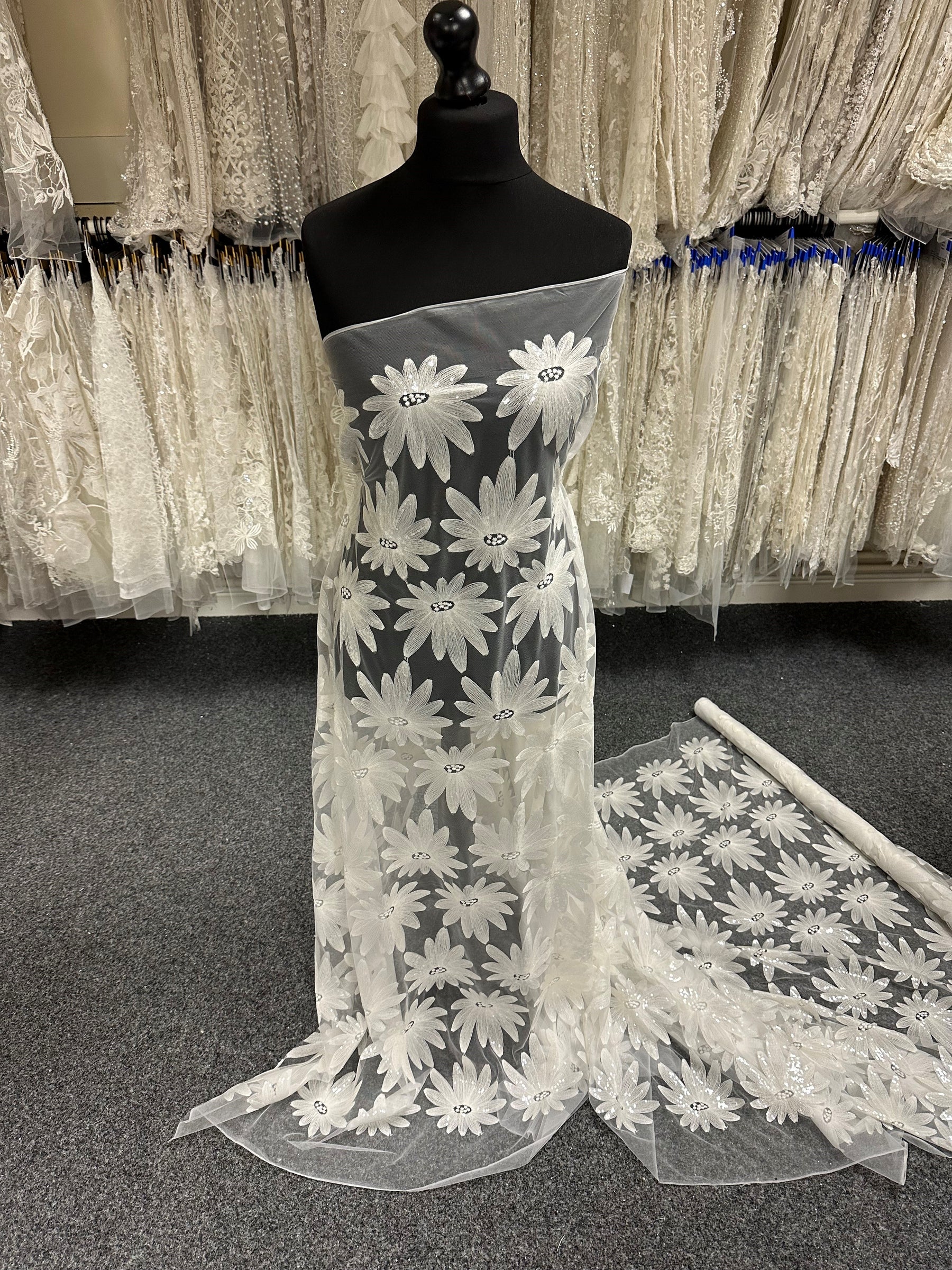 Ivory Sequin Embroidery Lace - Advance