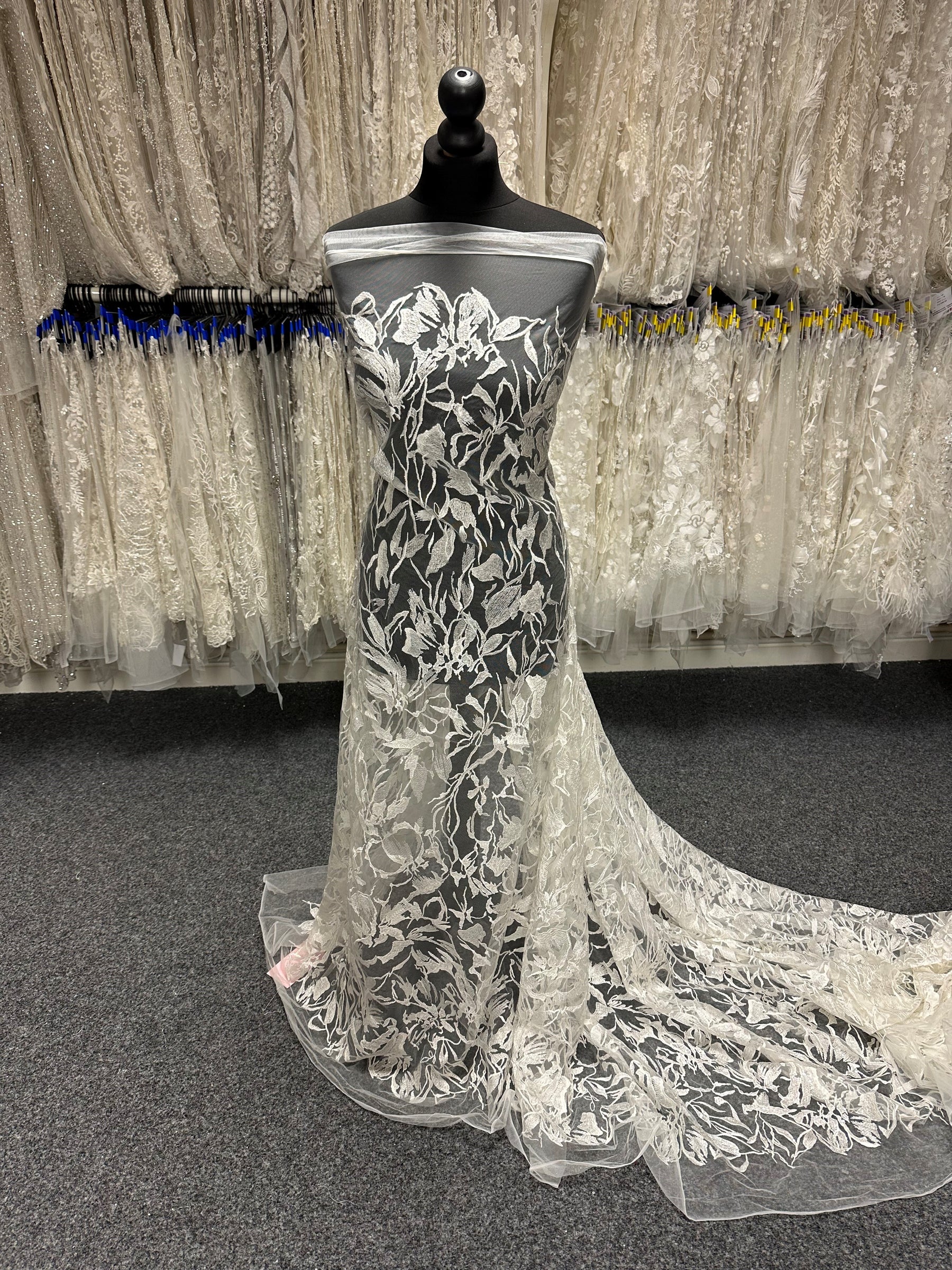 Ivory Sequin Embellished Embroidered Lace - Kiora