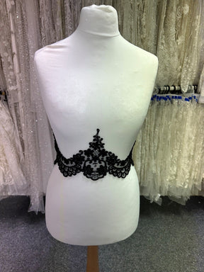 Black Beaded and Corded Lace Trim - Alexandra