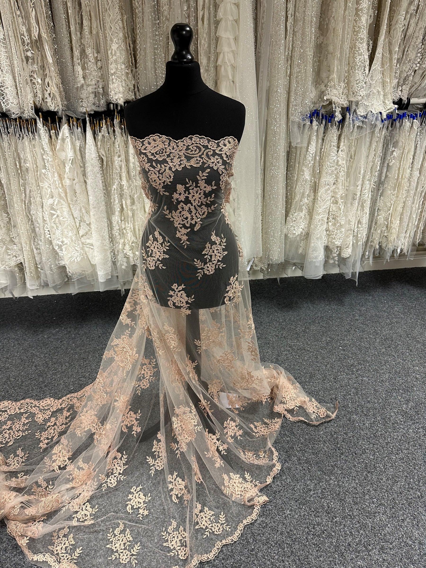 Nude Unbeaded Corded Lace - Nightfall