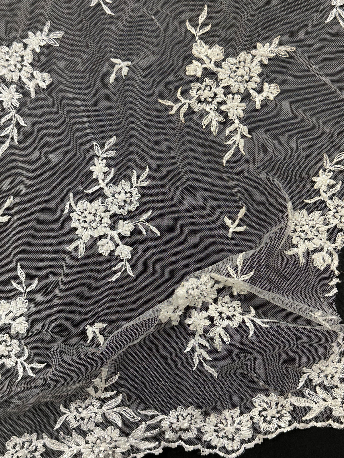 White Sequinned Lace - Roxanne (CF)