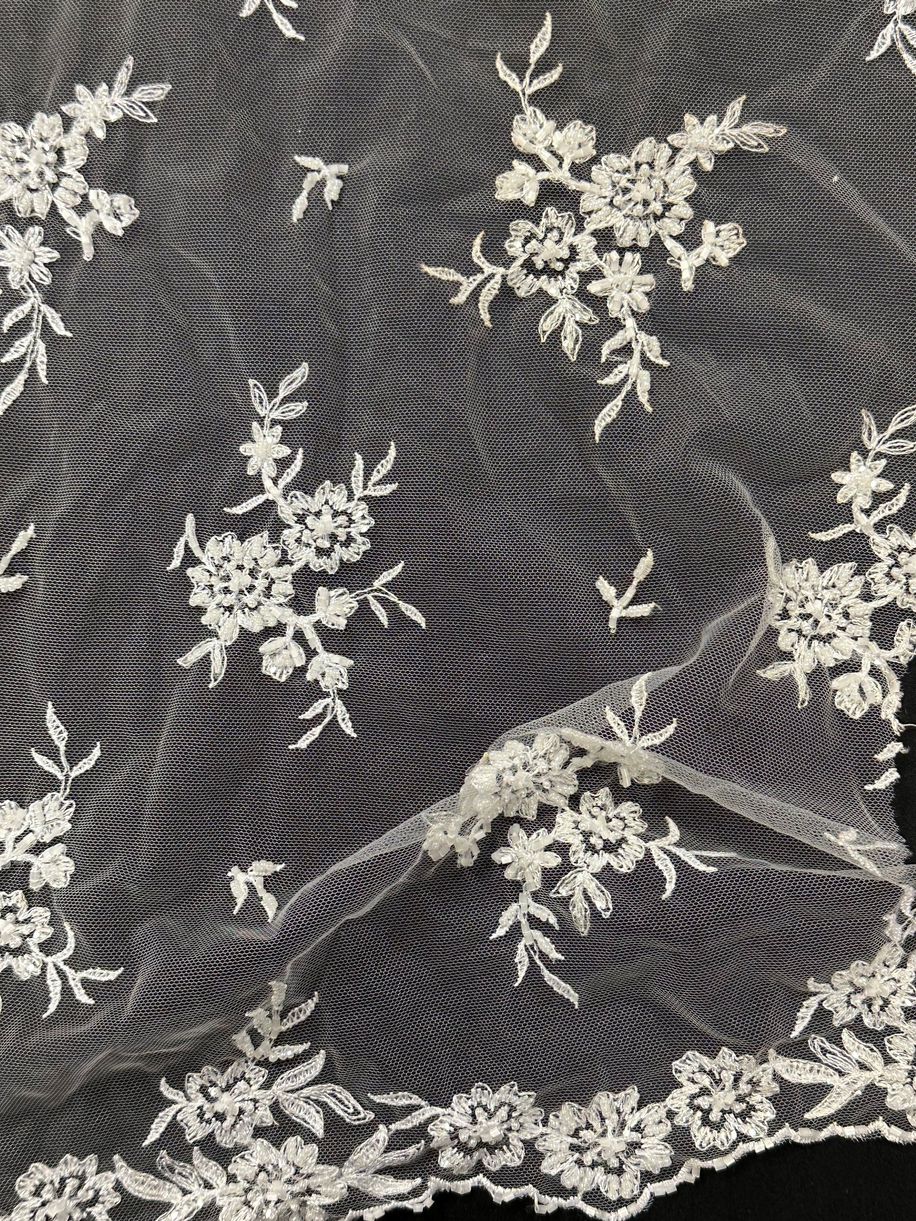 White Sequinned Lace - Roxanne (CF)
