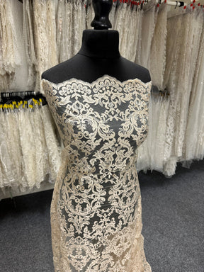 Champagne Sequinned Embroidery Lace - Albany