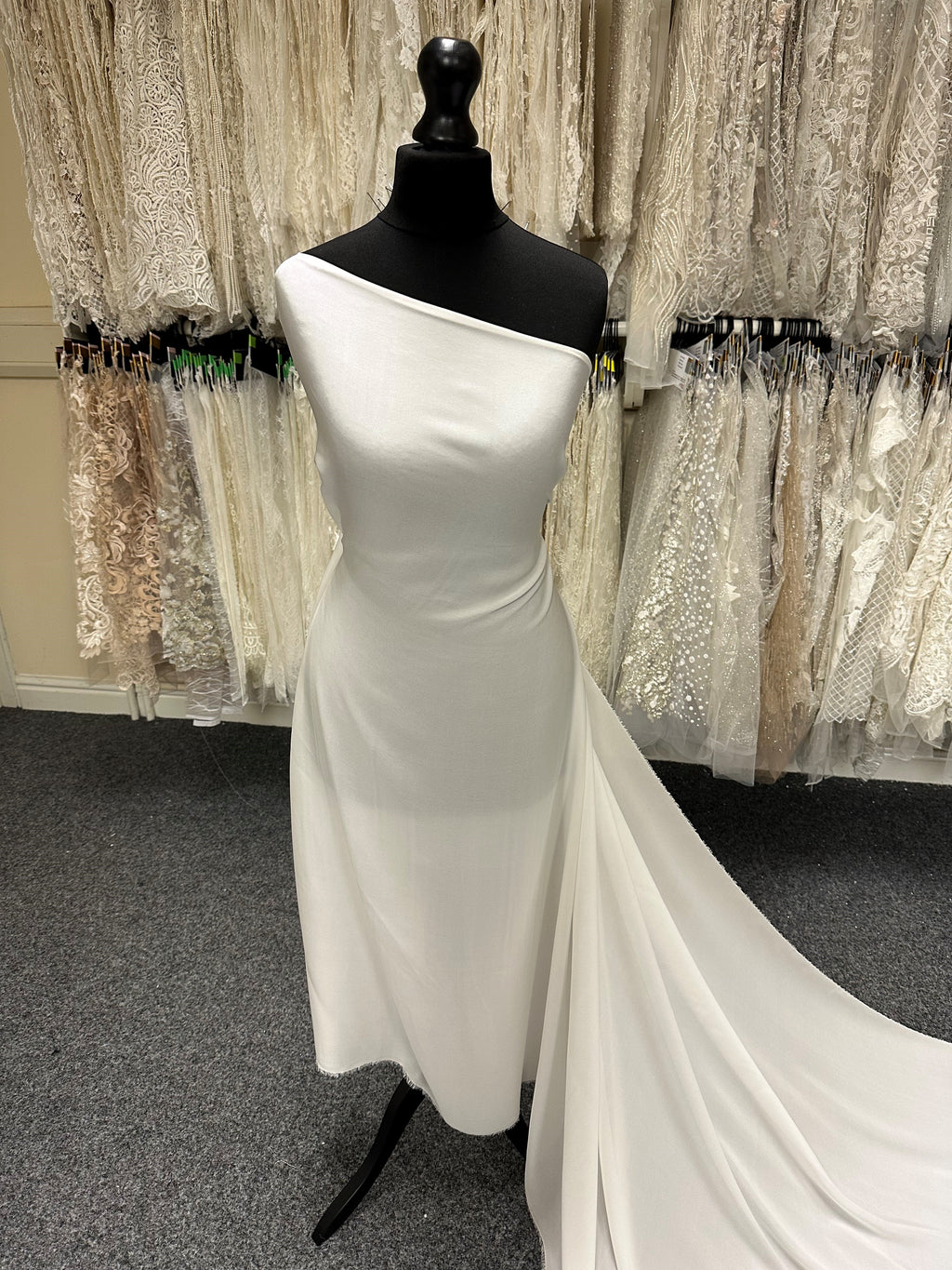 polyester wedding dress White Polyester Crepe
