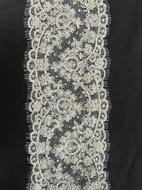 Ivory Corded and Beaded Lace Trim - Polly