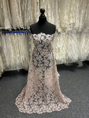 Dusky Rose Embroidered Lace - EB3053