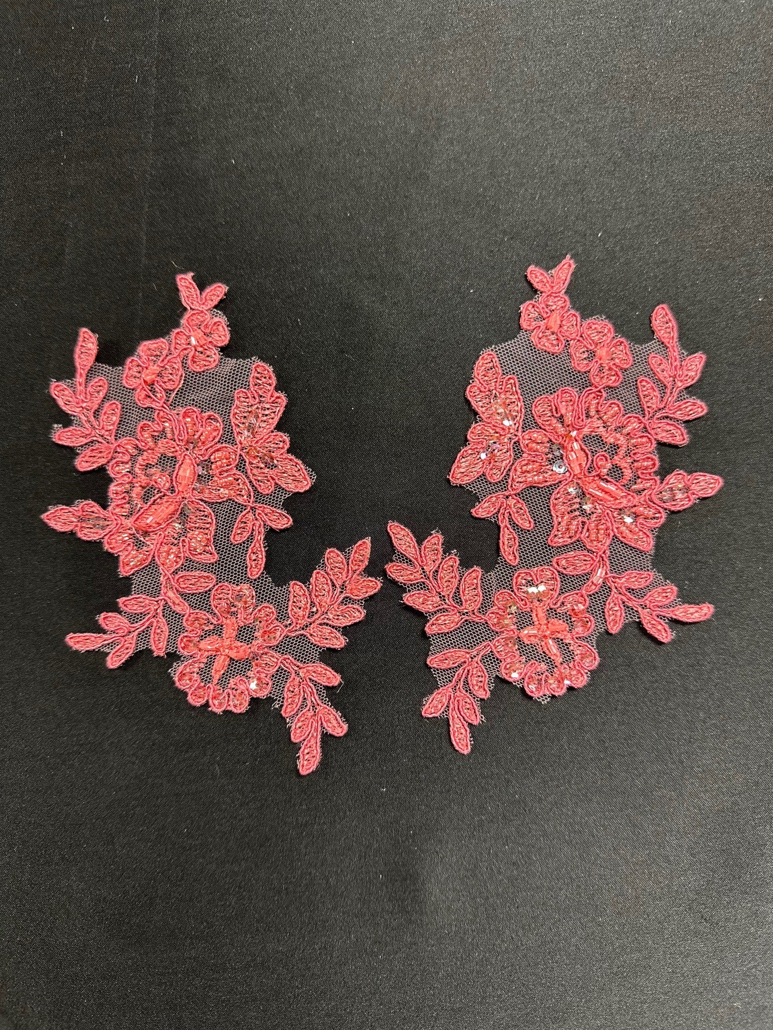 Pink Beaded Lace Appliques - AP 265 Beaded