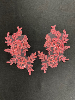 Pink Beaded Lace Appliques - AP 265 Beaded