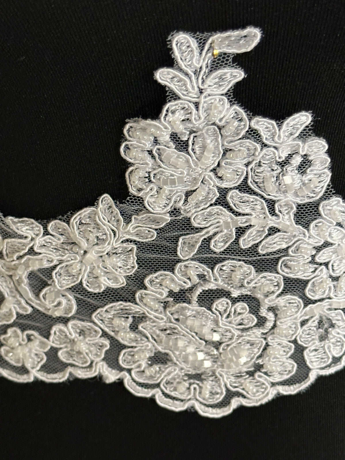 White Beaded and Corded Lace Trim - T 226 Beaded (CF)