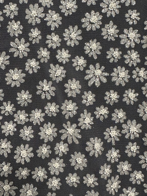 White Daisy Glitter Tulle - Jitter