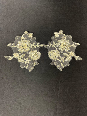 Cappuccino Bead Embellished Lace Appliques - Sappy