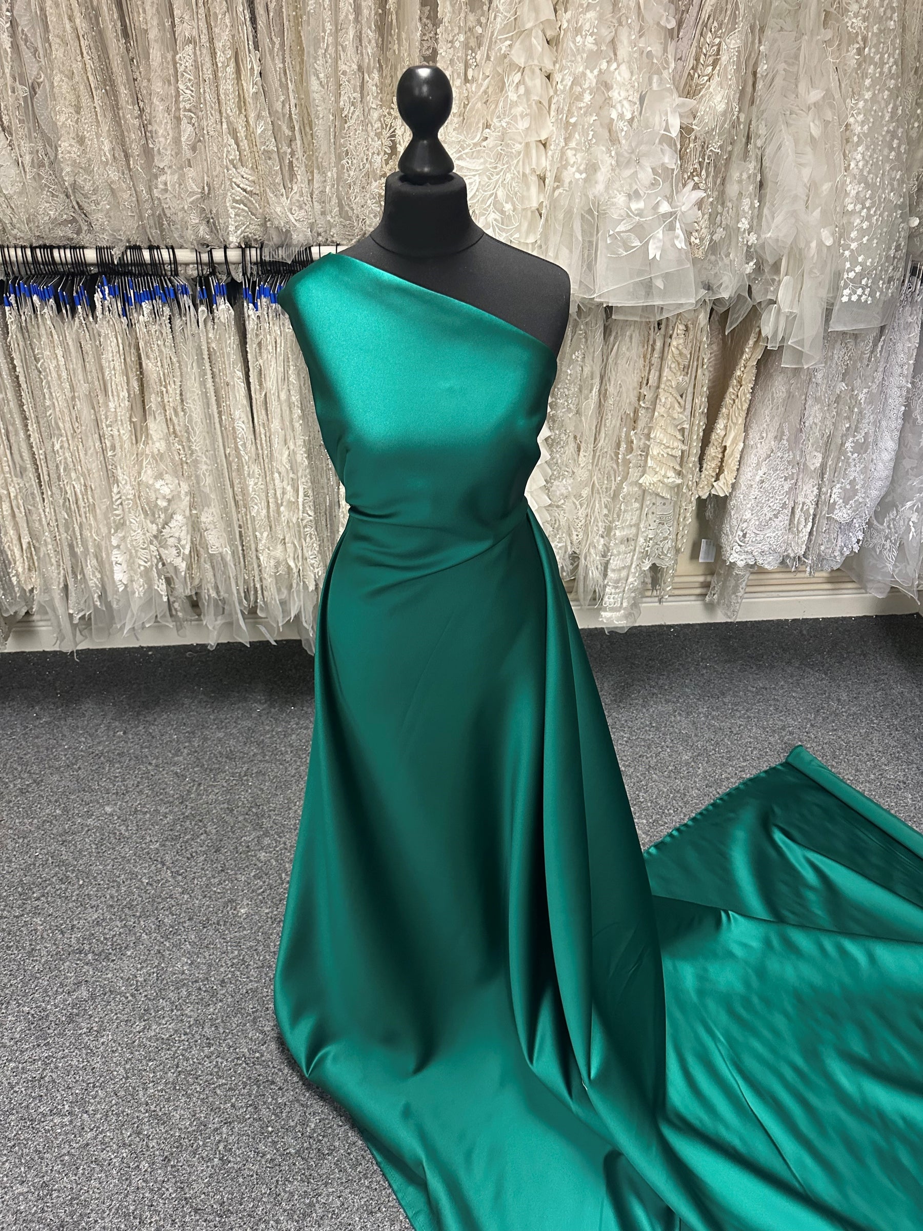 Jade Green Polyester Duchess Satin - Contessa Jade Green Polyester Duchess Satin - Contessa