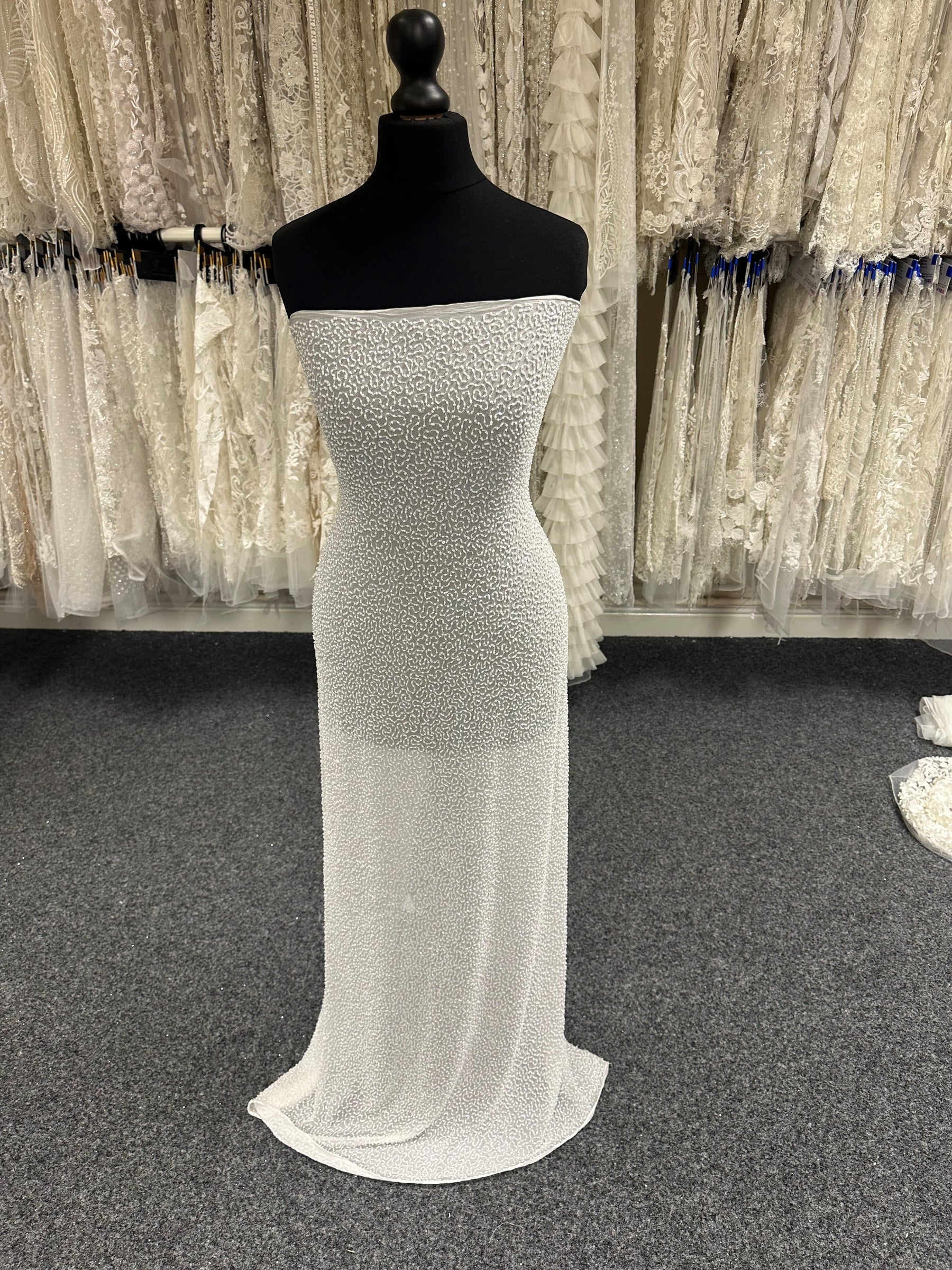 Elegant Ivory Beaded Fabric Allura Elegant Ivory Beaded Fabric Allura