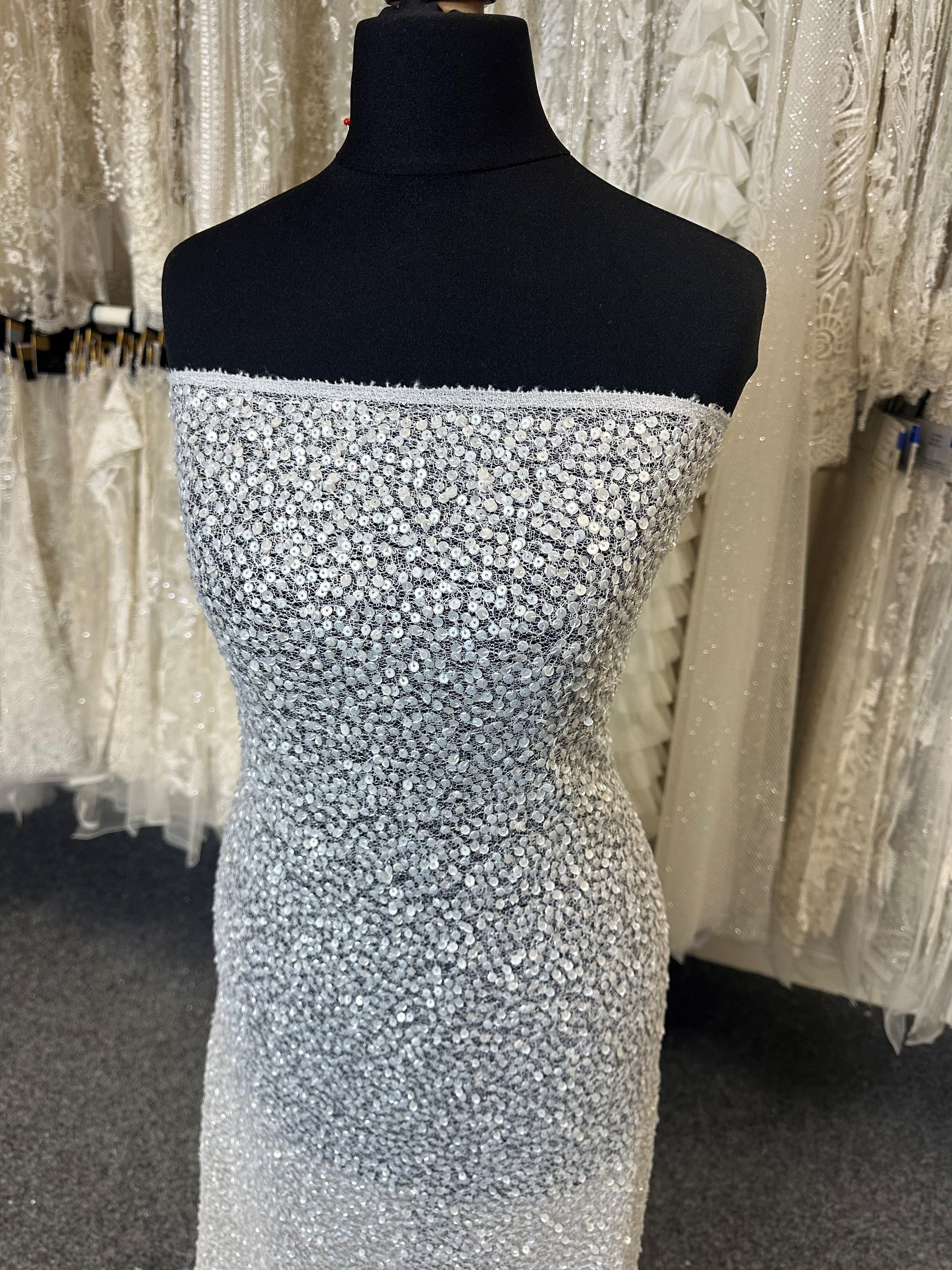 White Sequin Fabric - Moondust White Sequin Fabric - Moondust