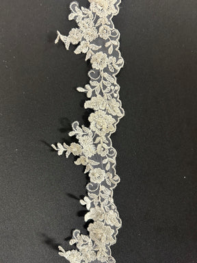 Ivory Beaded Lace Trim - Huberta