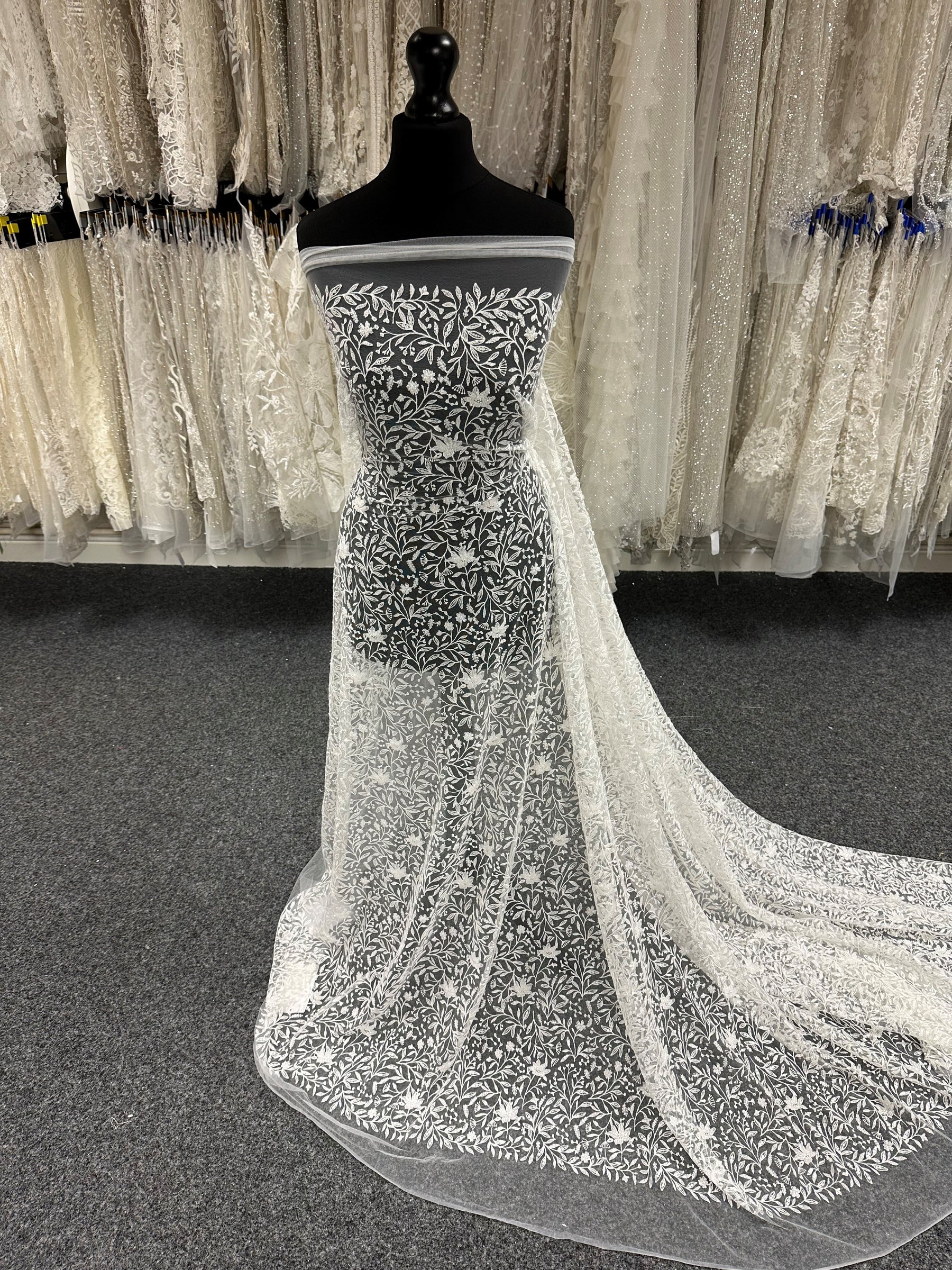 Ivory Beaded Embroidery Lace - Minka