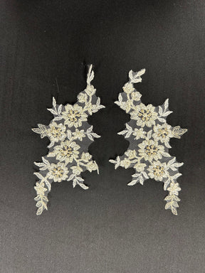 Ivory Beaded Lace Appliques - Roxanne AP 415 (CF)