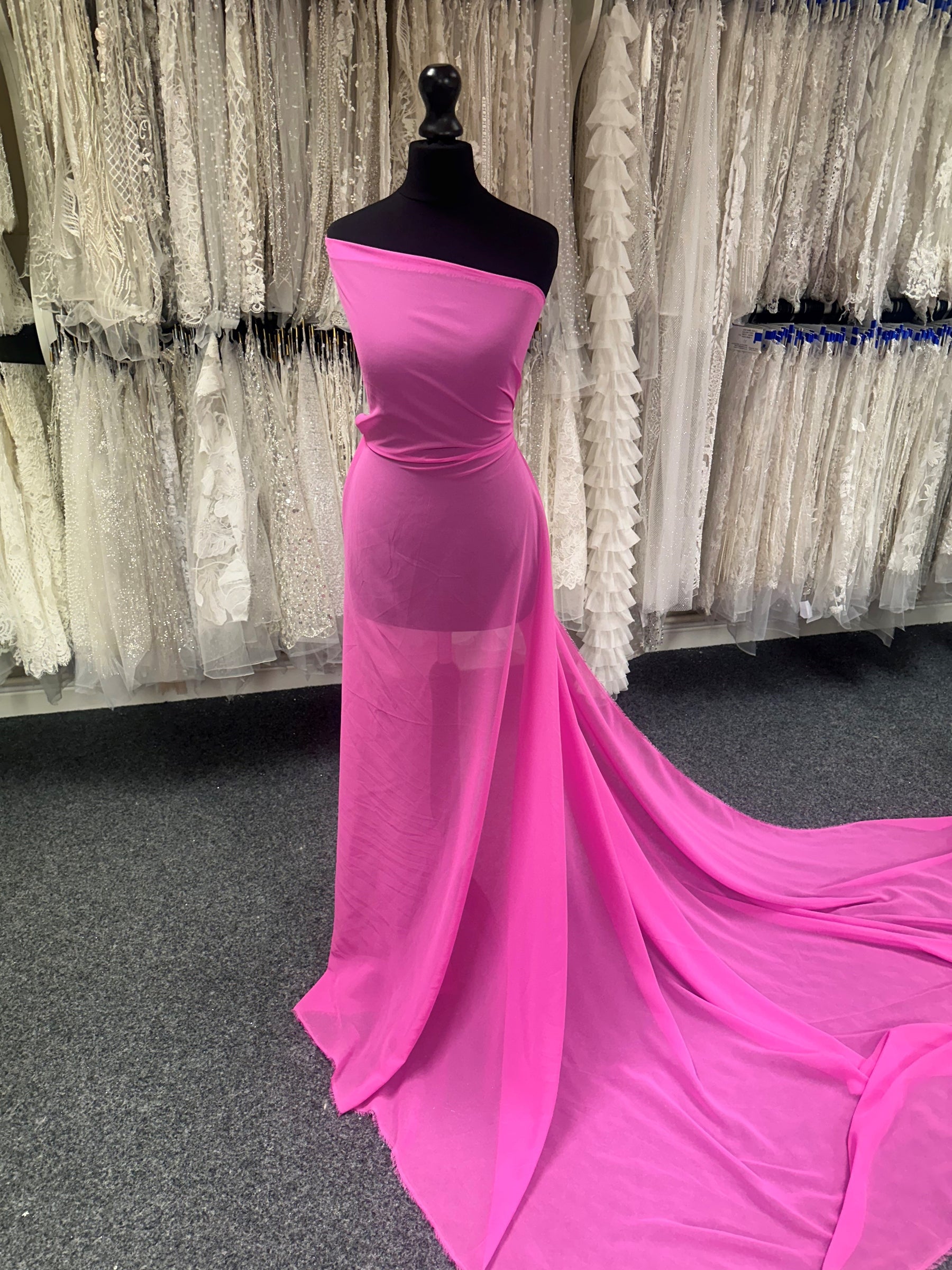 pink polyester dress WEDTREND Women Pink Floral Prom Dress with Slit A-Line Off The Shoulder Corset Formal Dress with 3D Butterflies, Pink / US6