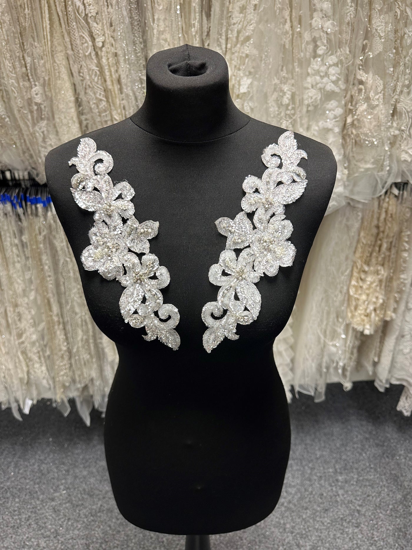 Ivory Sequinned Embroidery Lace Bijou