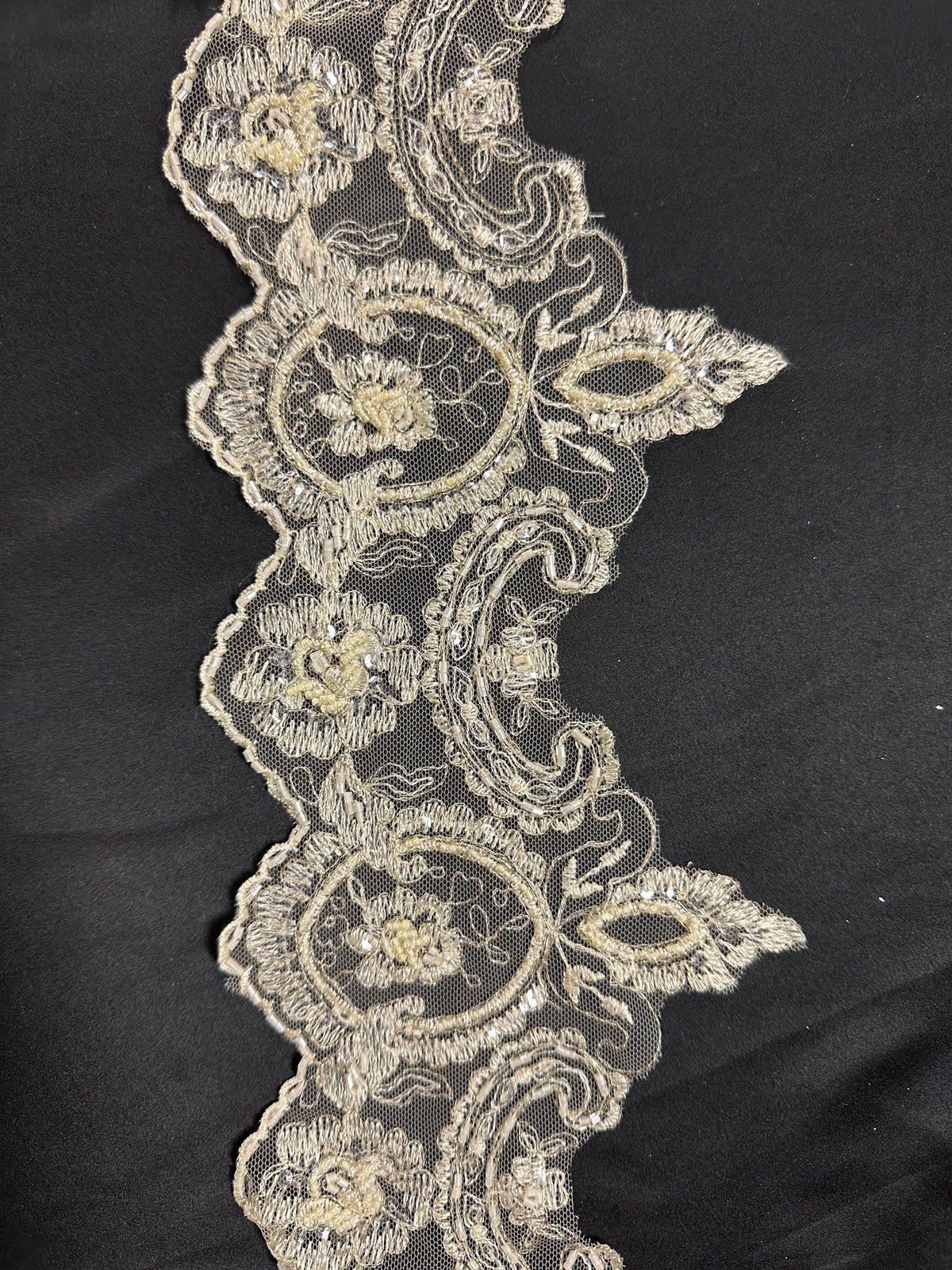 Cappuccino Embroidered Lace Trim - Sappy