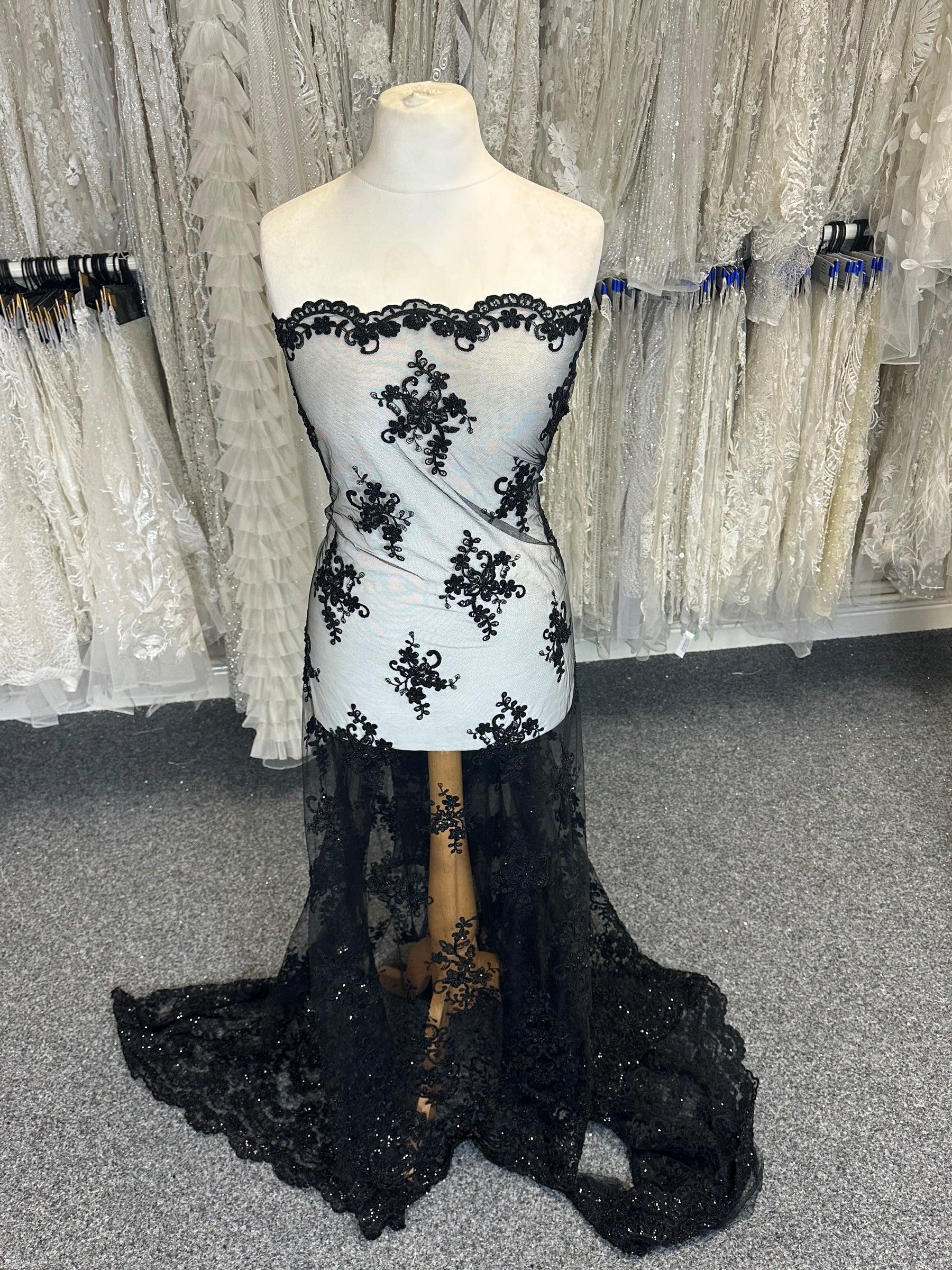 Black Beaded and Corded Lace Alexandra Black Beaded and Corded Lace Alexandra