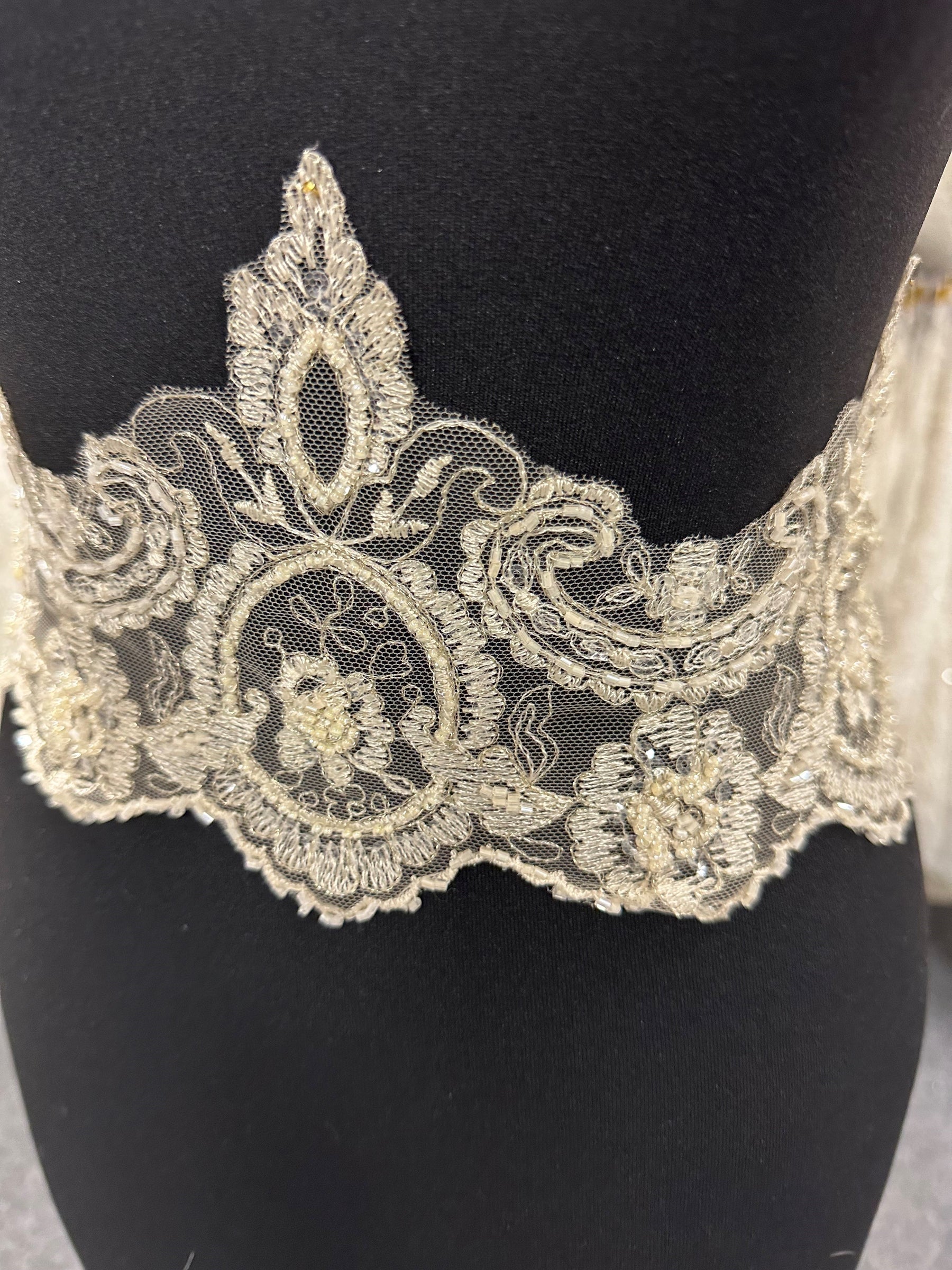 Cappuccino Embroidered Lace Trim - Sappy