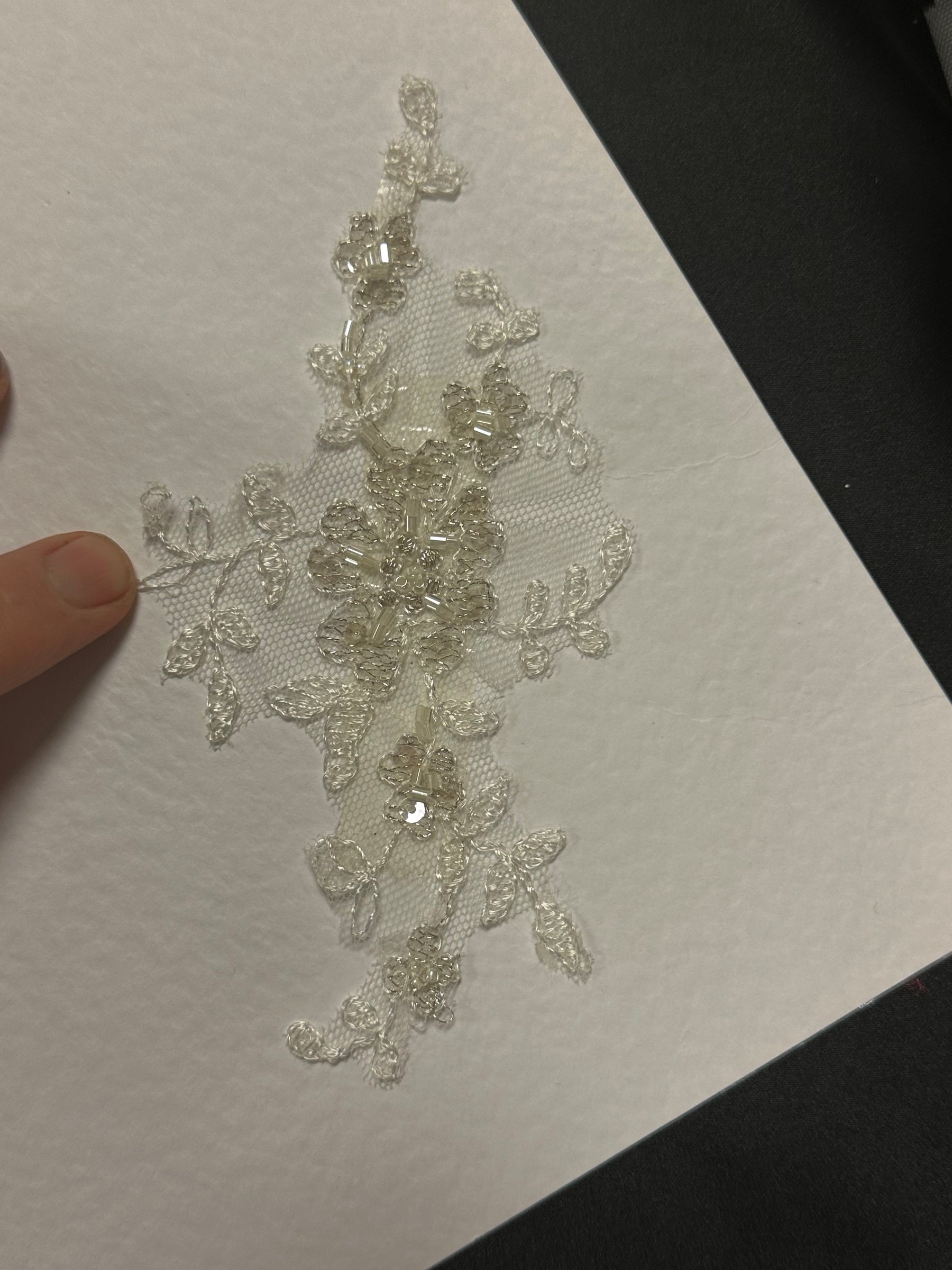 Ivory Beaded Lace Appliques - AP 707D