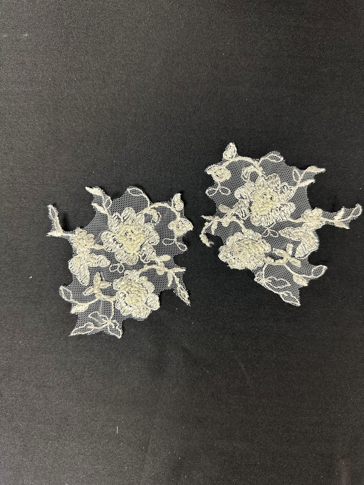 Ivory Bead Embellished Lace Appliques - AP 174
