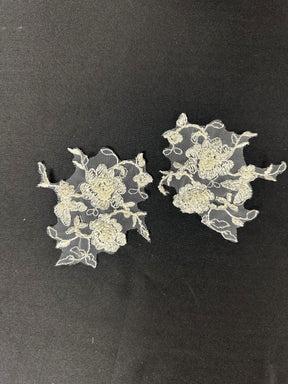 Ivory Bead Embellished Lace Appliques - AP 174