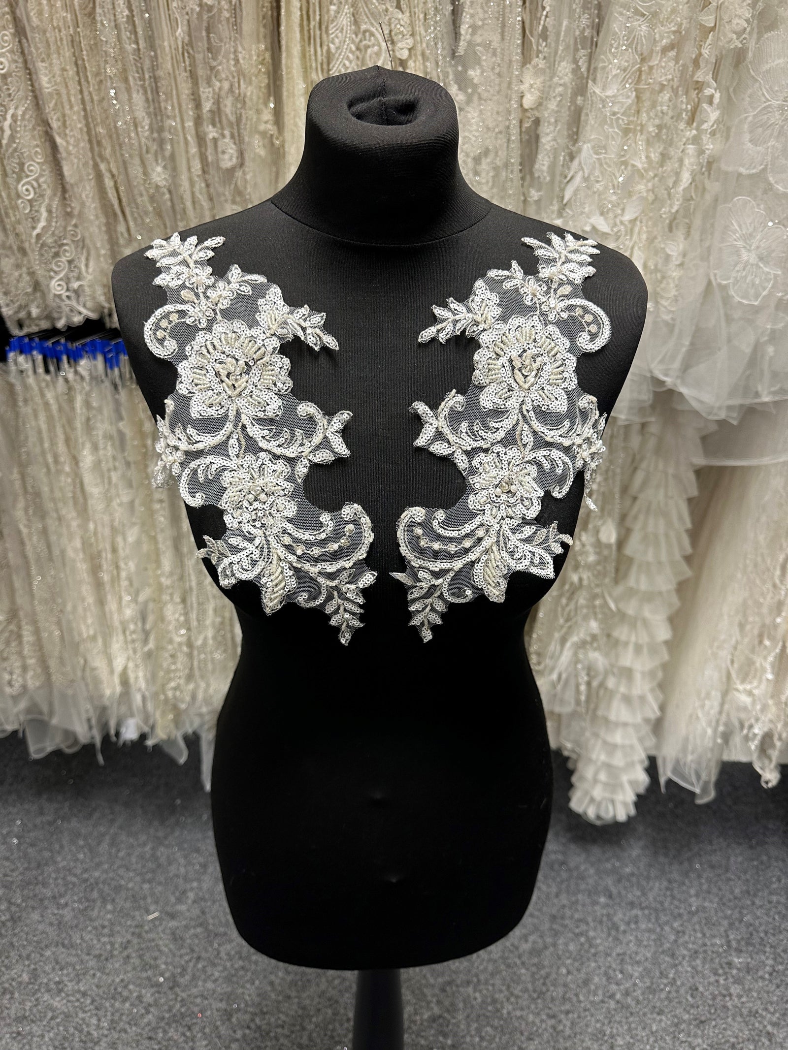 Ivory Sequinned Lace Roxanne Cf