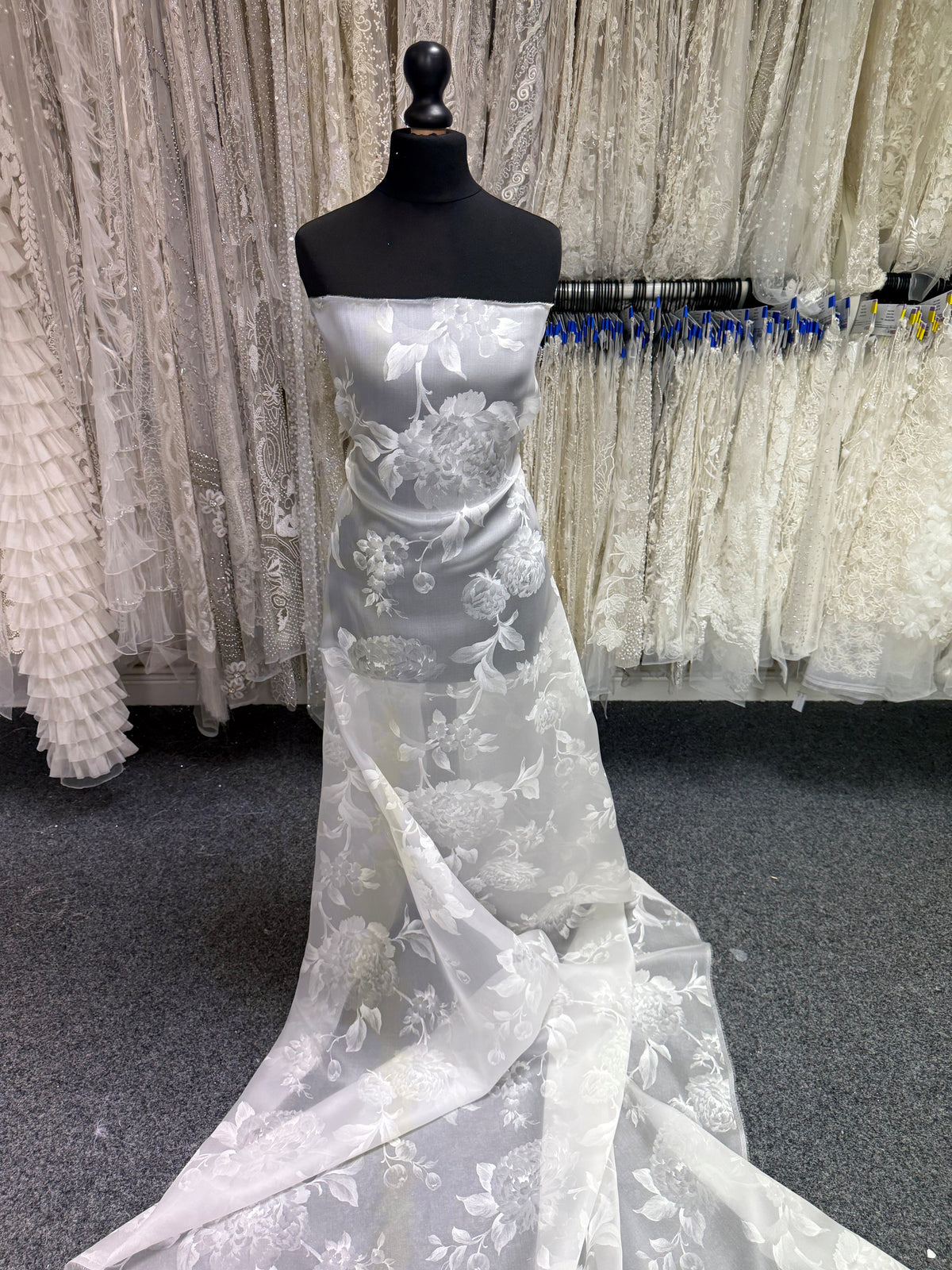 Ivory Printed Organza Satin - Ari