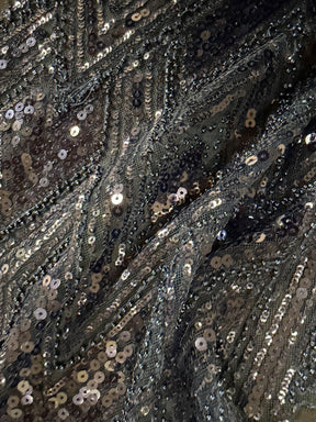 Navy Embroidered Beaded Tulle - EB1046