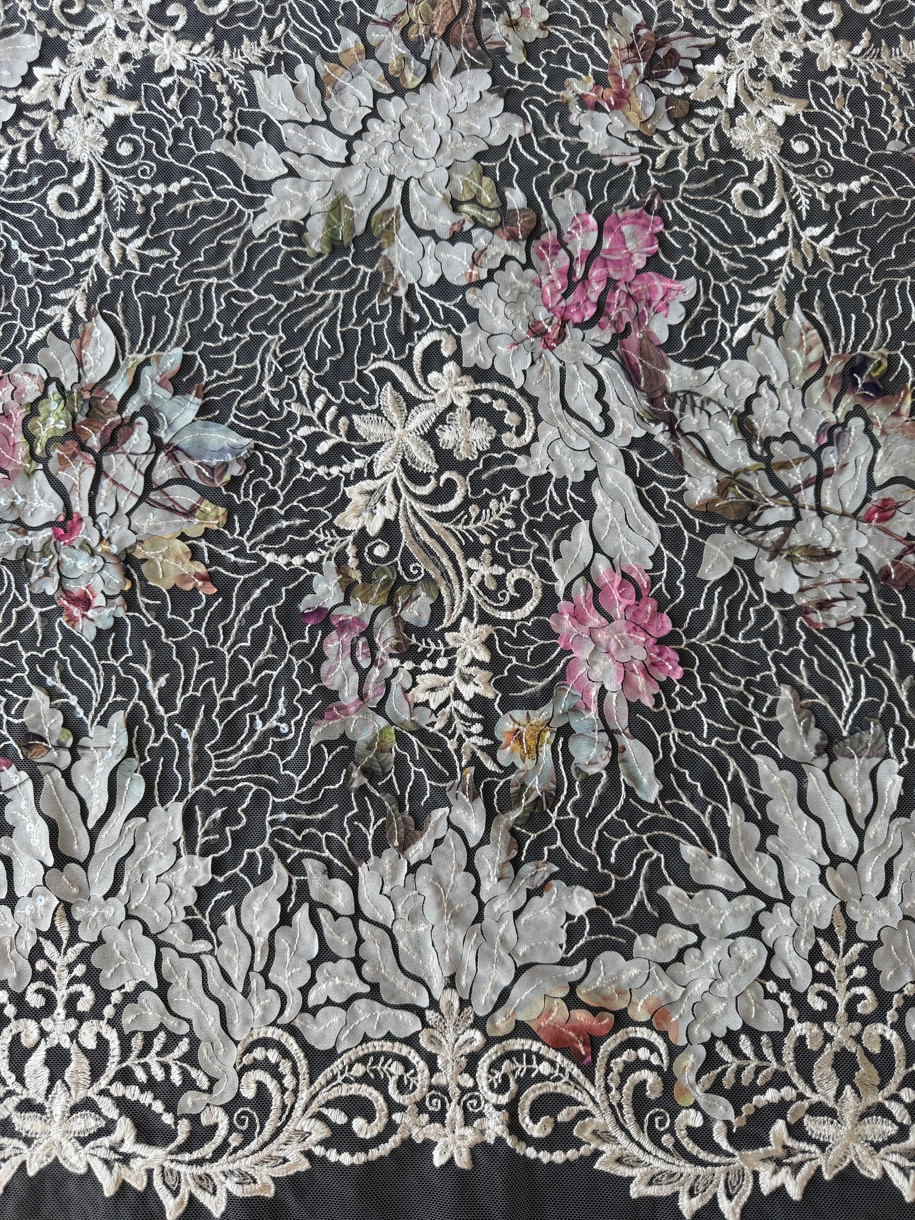 Ivory Printed Sequin Tulle – EB3010