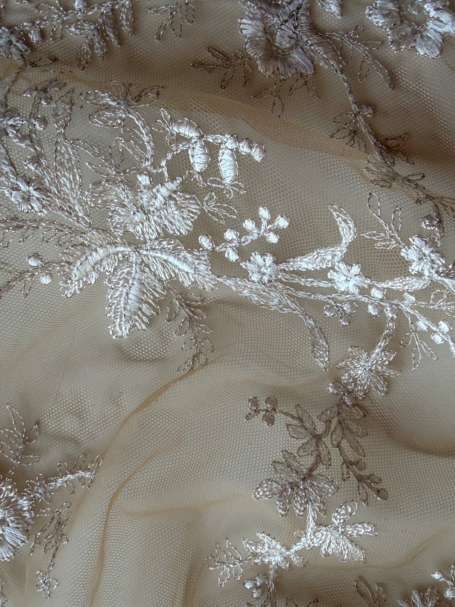 Ivory on Nude Embroidery Lace - EB3027