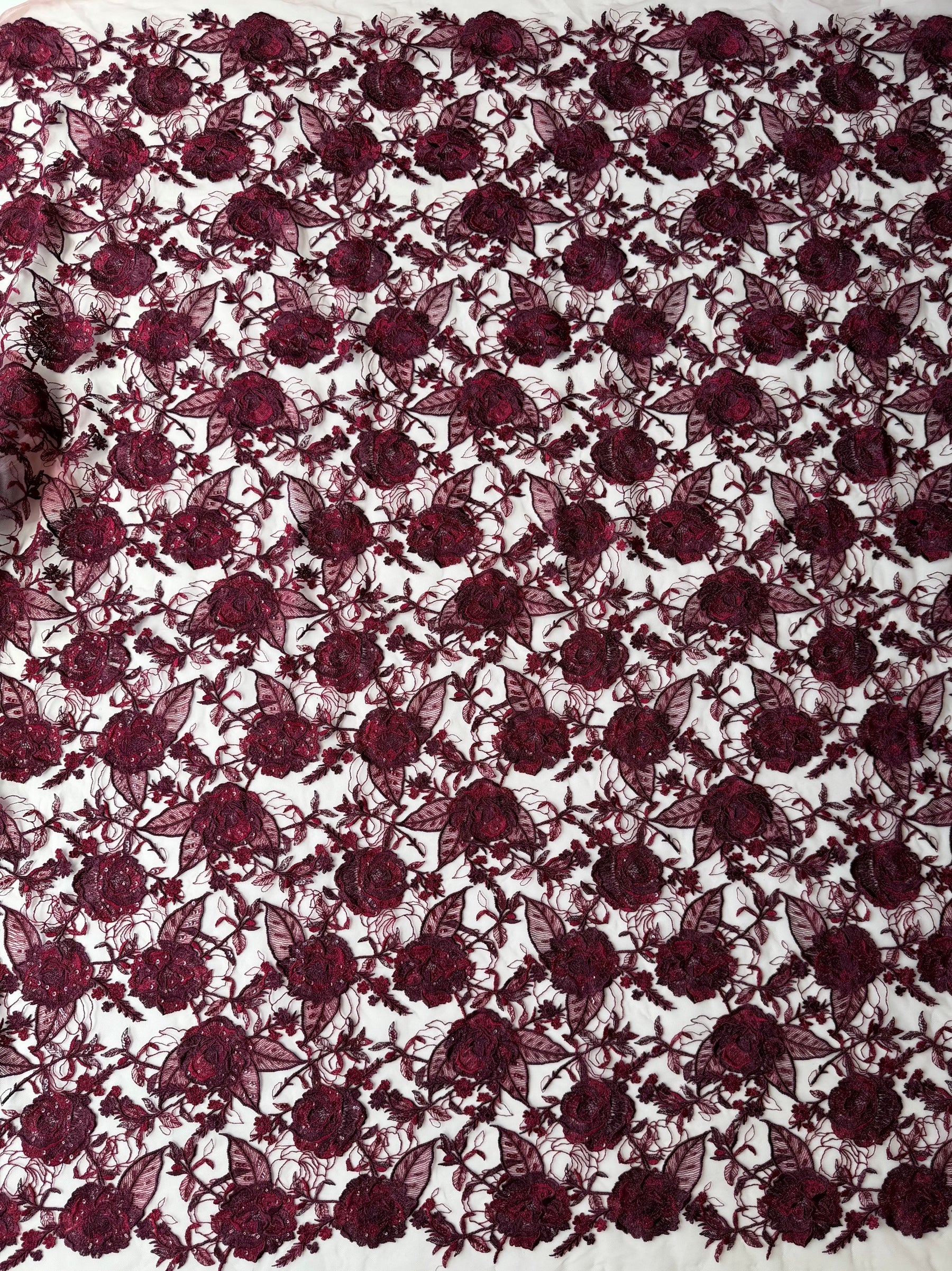 Wine Embroidered Sequin Lace – EB3059