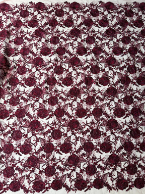 Wine Embroidered Sequin Lace – EB3059