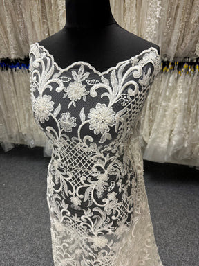 Ivory Beaded Lattice Lace - Zoey (CF)