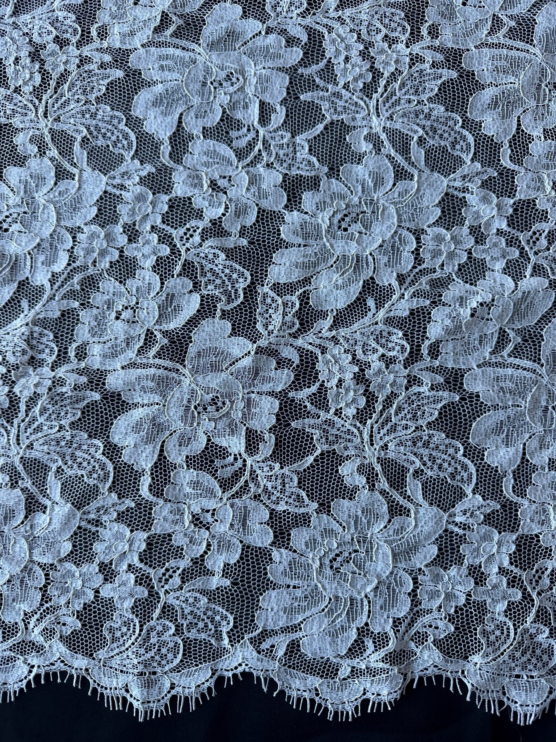 Ivory Corded Chantilly Lace - Grusso
