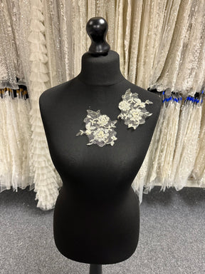 Cappuccino Bead Embellished Lace Appliques - Sappy