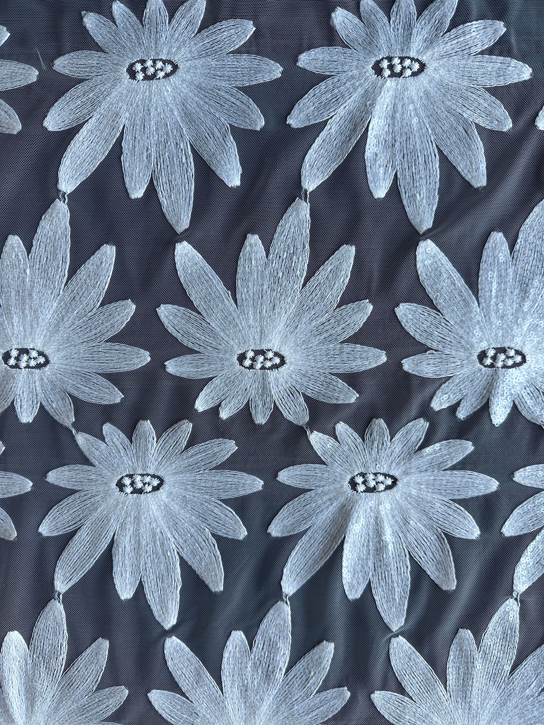 Ivory Sequin Embroidery Lace - Advance