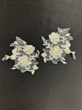 Ivory Bead Embellished Lace Appliques - AP 174