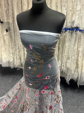 Candy Pink Embroidered Lace - Sassi